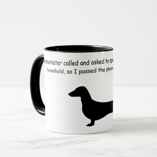 Dachshund Silhouette Funny Coffee Mug (Front Left)