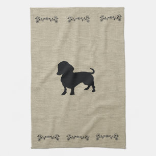 Dachshund Silhouette Kitchen Towel