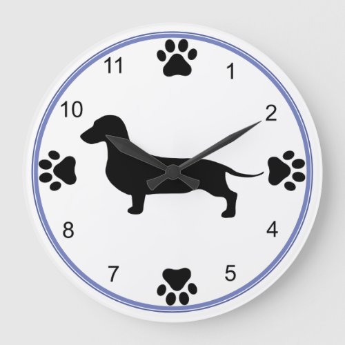 Dachshund Silhouette Large Clock