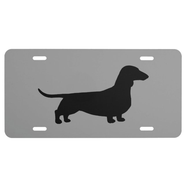 Dachshund Silhouette License Plate (Front)