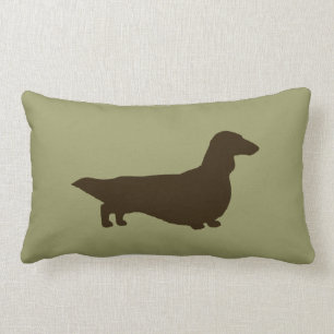 Dachshund Silhouette (Long Haired Dachsie) Lumbar Pillow