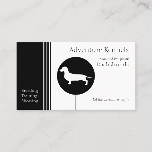 Dachshund Silhouette Modern Black White Business Card