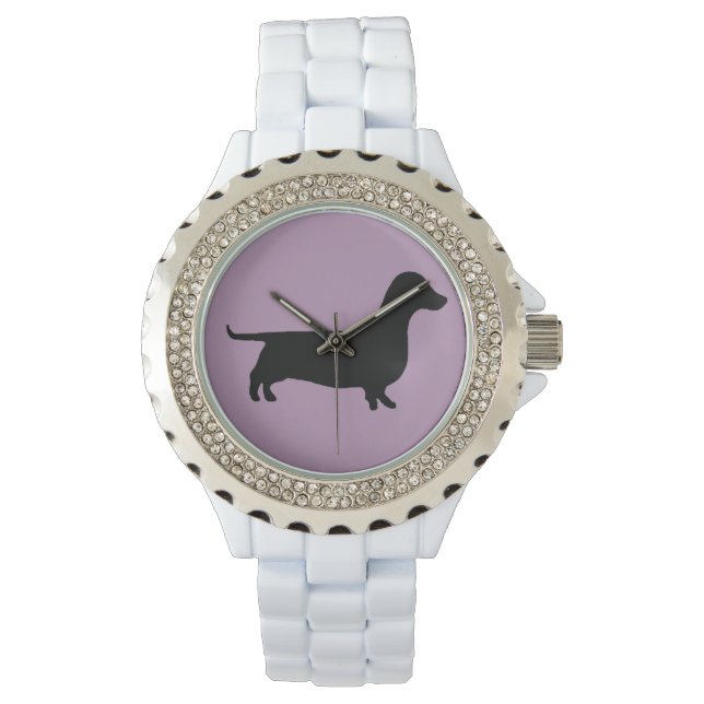 Dachshund Silhouette on any color background Watch (Front)