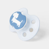 Dachshund Silhouette on Blue Pacifier (Front Right)
