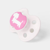 Dachshund Silhouette on Pink Pacifier (Front Right)
