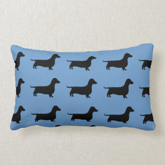 Dachshund Silhouette on Steel Blue or any color. Lumbar Pillow