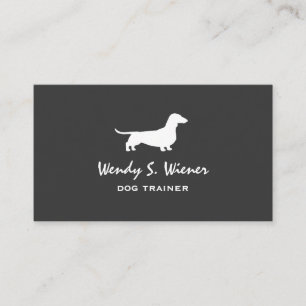 Dachshund Silhouette Pet Wiener Dog Grey and White Business Card