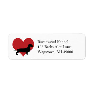 Dachshund Silhouette Red Heart Label