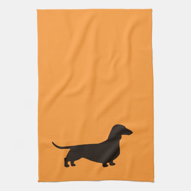Dachshund Silhouette Short Haired Wiener Dog Cute Kitchen Towel (Vertical)