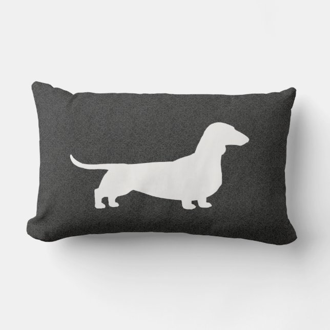 Dachshund Silhouette - Short Haired Wiener Dog Lumbar Pillow (Front)