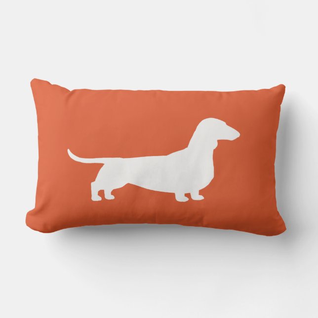 Dachshund Silhouette - Short Haired Wiener Dog Lumbar Pillow (Front)