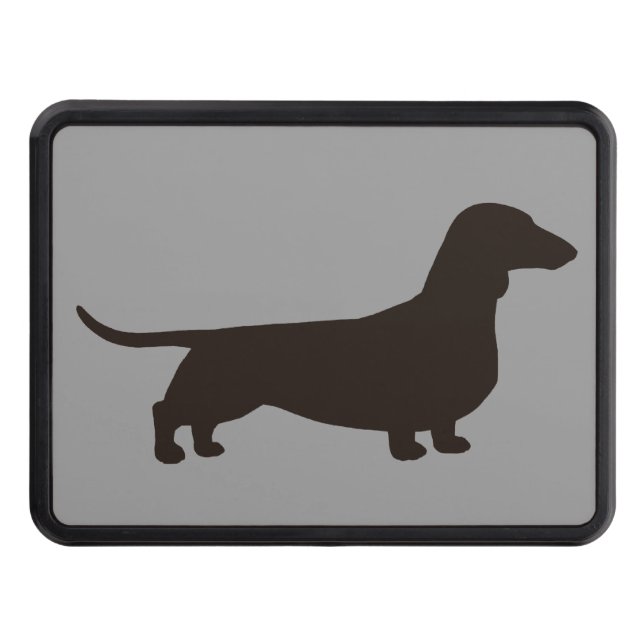 Dachshund Silhouette - Short Haired Wiener Dog Trailer Hitch Cover (Front)