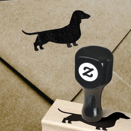 Dachshund Silhouette  Smooth Coated Wiener Dog Rubber Stamp