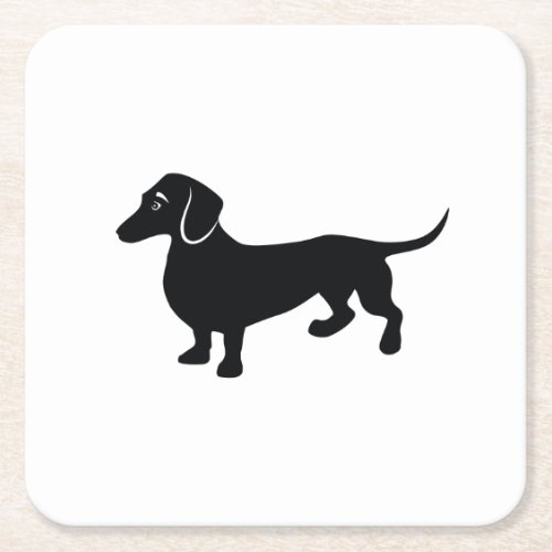 Dachshund Silhouette Square Paper Coaster