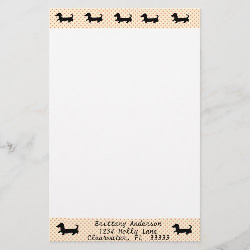 Dachshund Silhouette Stationary Writing Paper