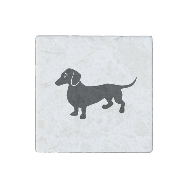 Dachshund Silhouette Stone Magnet (Front)