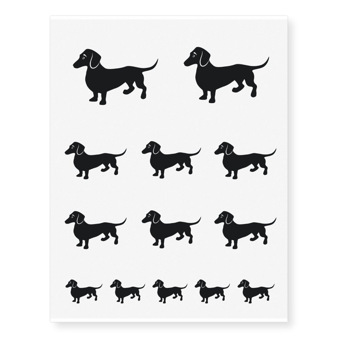 Dachshund Silhouette Temporary Tattoos | Zazzle