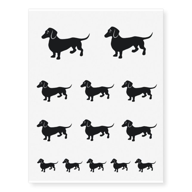 Dachshund Silhouette Temporary Tattoos (Front)