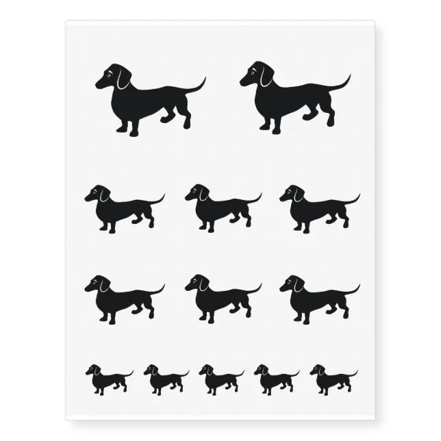 Dachshund Silhouette Temporary Tattoos | Zazzle