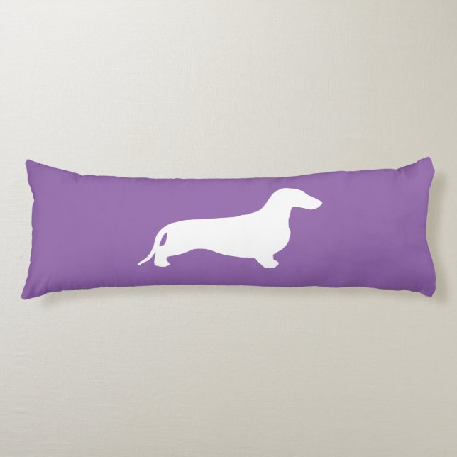 Dachshund silhouette white + your ideas body pillow (Front)