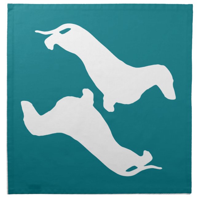 Dachshund silhouette white + your ideas cloth napkin (Front)