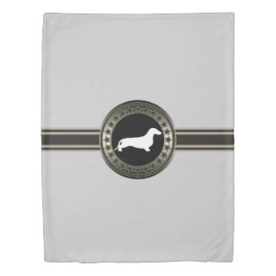 Dachshund silhouette white + your ideas duvet cover