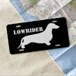 Dachshund Silhouette White + Your Ideas License Plate at Zazzle