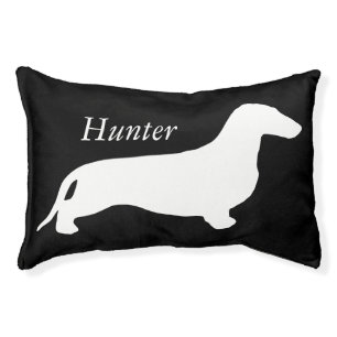 Dachshund silhouette white + your ideas pet bed