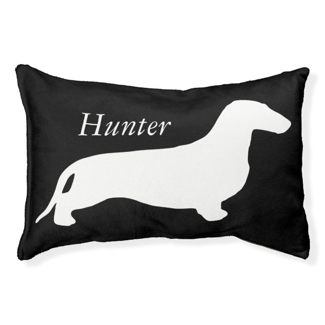 Dachshund silhouette white + your ideas pet bed (Front)
