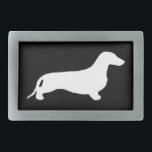 Dachshund silhouette white   your ideas rectangular belt buckle<br><div class="desc">Pretty Animal Graphic Design by EDDA Fröhlich / EDDArt | This Dog Silhouette Image is a must have for Dachshund / Lowrider Lovers!  | You miss other colors or products with this design? Feel free to contact me: contact@eddart.de or have a look here: www.zazzle.com/eddartshop*</div>