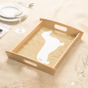 Dachshund silhouette white + your ideas serving tray