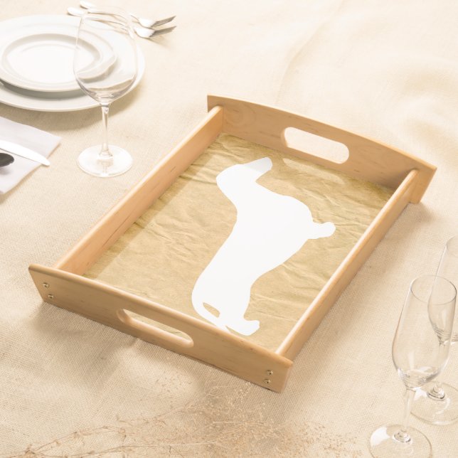 Dachshund silhouette white + your ideas serving tray (Front)
