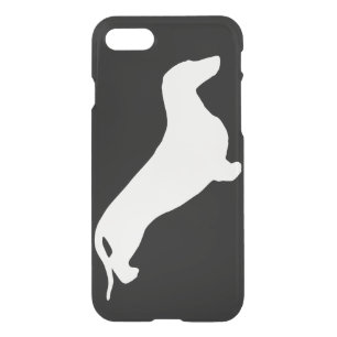 Dachshund silhouette white + your ideas iPhone SE/8/7 case