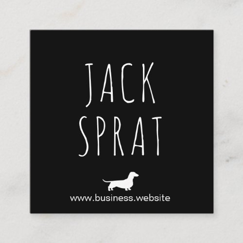 Dachshund Silhouette  Wiener Dog Black and White Square Business Card