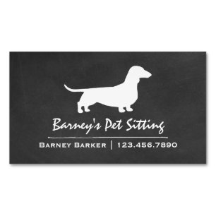 Dachshund Silhouette Wiener Dog Chalkboard Style Magnetic Business Card
