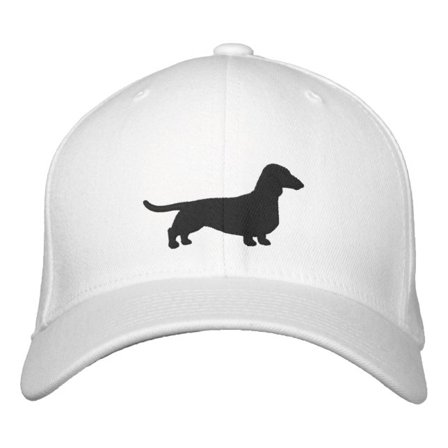 Dachshund Silhouette Wiener Dog Custom Doxie Embroidered Baseball Cap (Front)