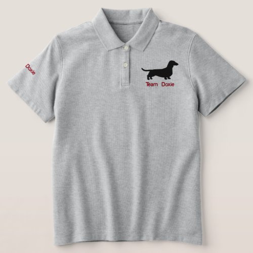 Dachshund Silhouette Wiener Dog Custom Embroidered Polo Shirt