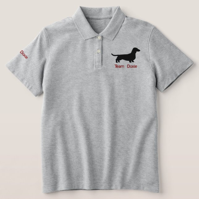 Dachshund Silhouette Wiener Dog Custom Embroidered Polo Shirt (Design Front)