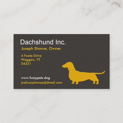 Customizable Dachshund Dog Silhouette in Yellow Business Cards
