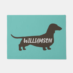 Dachshund Silhouette Wiener Dog Lover's Teal Doormat