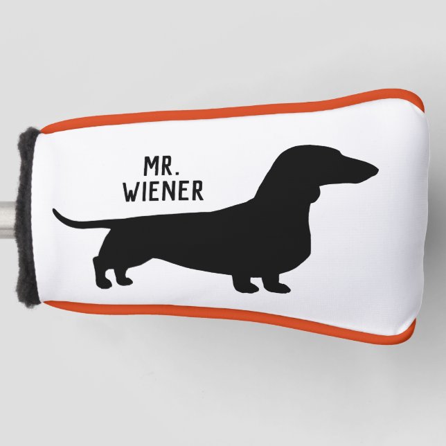 Dachshund Silhouette Wiener Dog Personalized Golf Head Cover (Front)