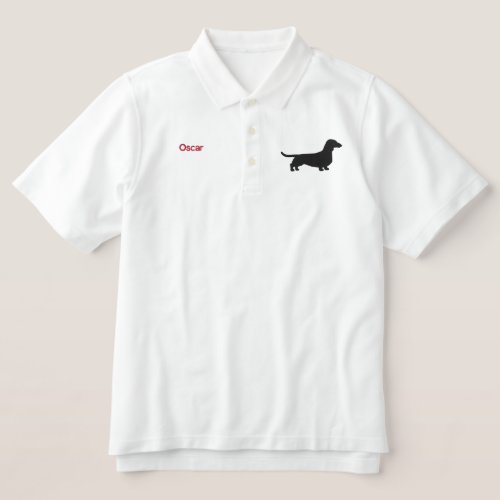 Dachshund Silhouette Wiener Dog Pet Doxie Dachsie Embroidered Polo Shirt