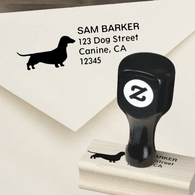 Dachshund Silhouette Wiener Dog Return Address Rubber Stamp (Creator Uploaded)