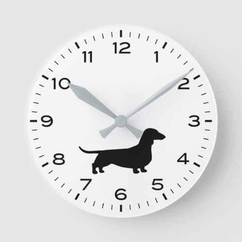 Dachshund Silhouette Wiener Dog  Round Clock