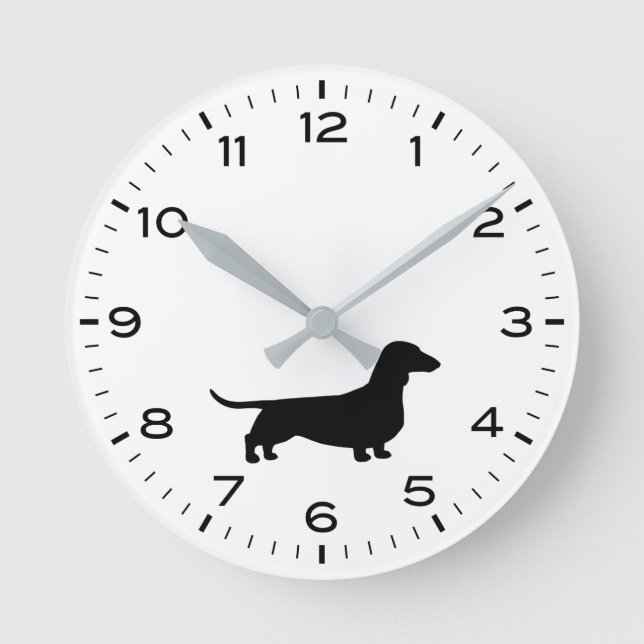 Dachshund Silhouette Wiener Dog  Round Clock (Front)