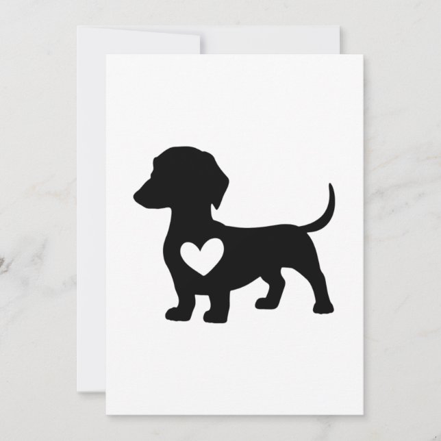 Dachshund Silhouette with Heart Holiday Card (Front)