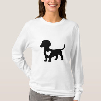 Dachshund Silhouette with Heart T-Shirt