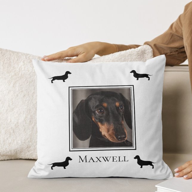 Dachshund Silhouette Your Photo Personalized Throw Pillow (Creator Uploaded)