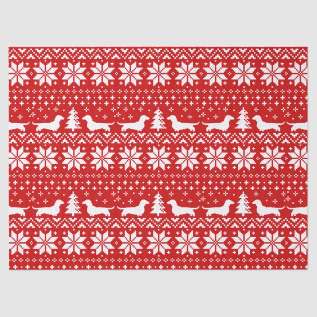 Dachshund Silhouettes Christmas Holiday Pattern Tissue Paper (Front)