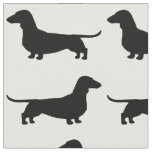 Dachshund Silhouettes Pattern Black and White Fabric